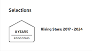Selections: 8 Years | Rising Stars | Rising Stars: 2017 - 2024